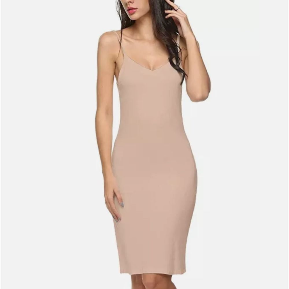 Womens Spaghetti Strap Full Cami Slip Camisole Under Dress Liner Mini Nightgown